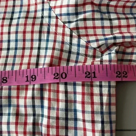 [16.5]John Francomb Classic Fitted Red/Blue squared Men Dress Shirt French Cuff - Picture 5 of 11